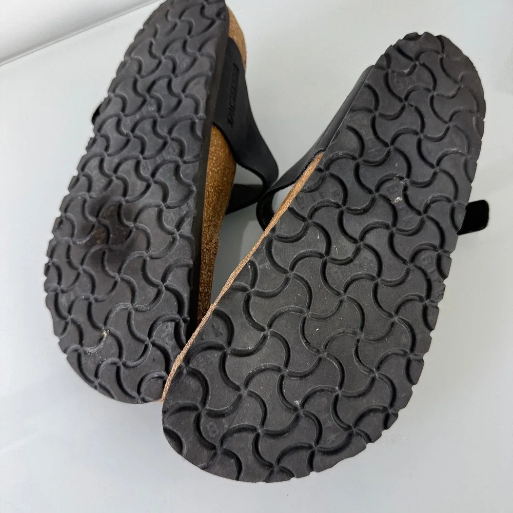 Birkenstock Gizeh Sandals Women 38 Black Birko-Flor Thong Buckle 12146